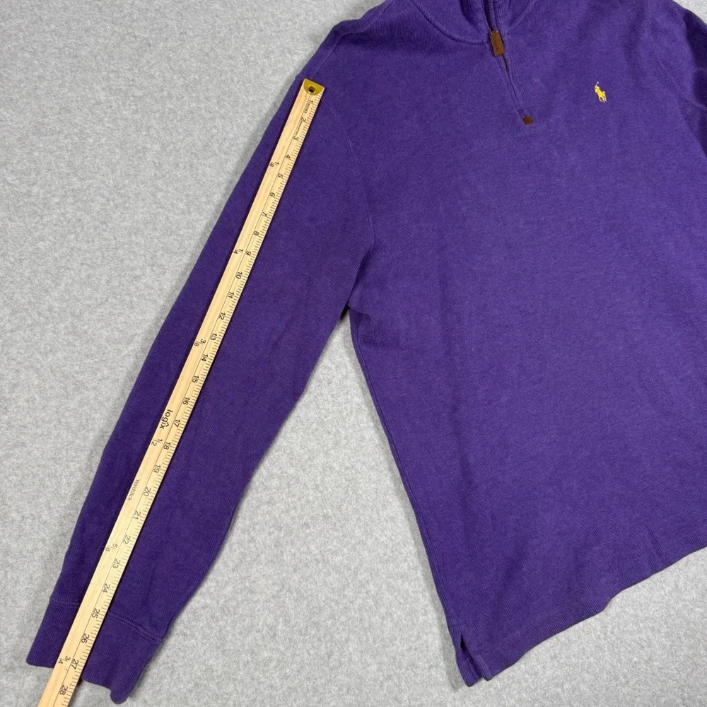 Polo Ralph Lauren Mens XL Purple 1/4 Zip Cotton Pullover Sweater Yellow Pony